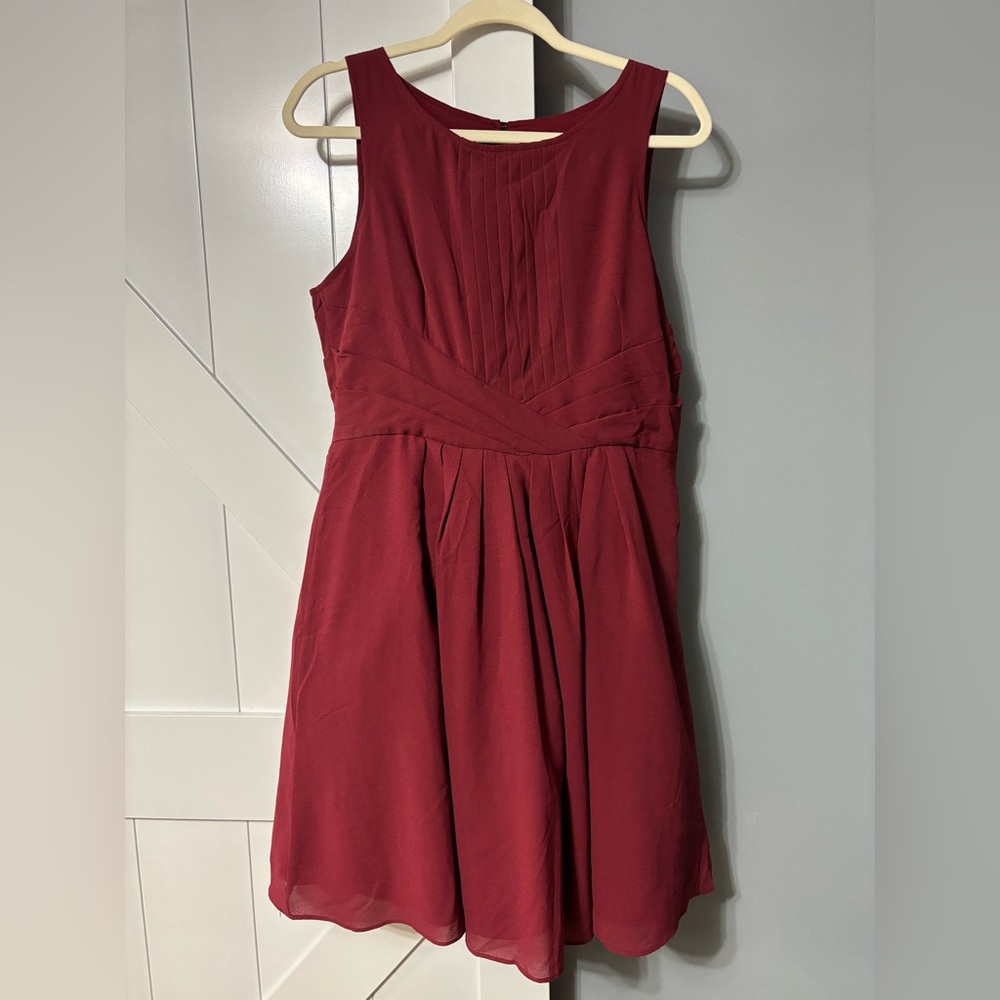 Esley Wine Red Sleeveless Midi Dress